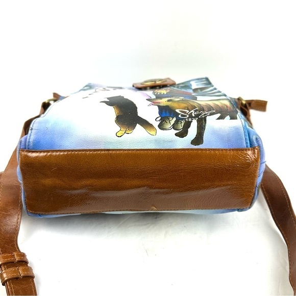 Sharif Artistic Expressions Crossbody Bag Hand Painted Leather Winter Wonderland - Picture 7 of 15